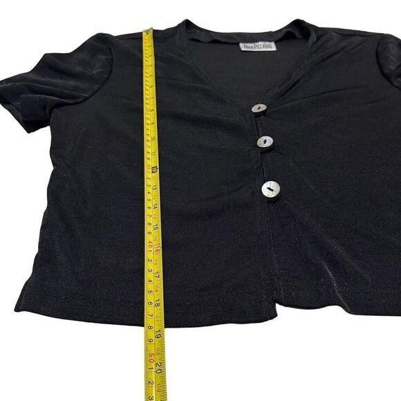 Nina Piccalino Vintage Black Short Sleeve Vintage Pearlescent Button Minimalist - Picture 7 of 7